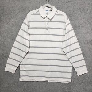 The Regal Rugby Shirt Mens XLT Tall White Gray Striped‎ Collared Long Sleeve